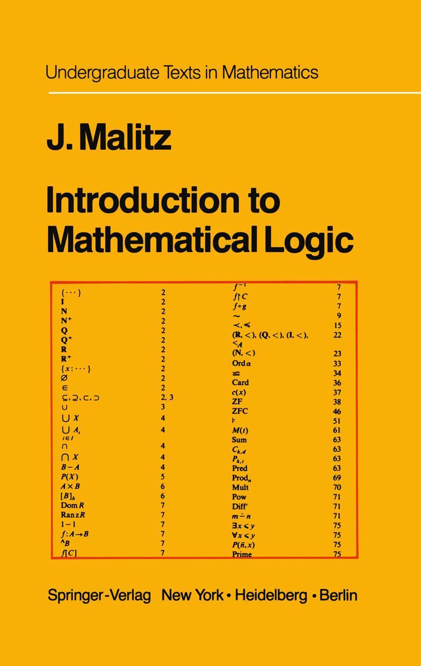 Cover: 9781461394433 | Introduction to Mathematical Logic | Jerome Malitz | Taschenbuch | xii