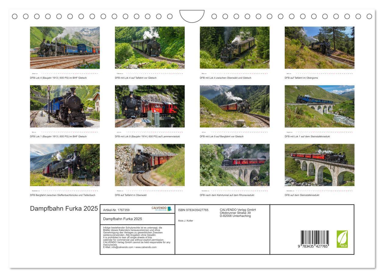 Bild: 9783435427765 | Dampfbahn Furka 2025 (Wandkalender 2025 DIN A4 quer), CALVENDO...