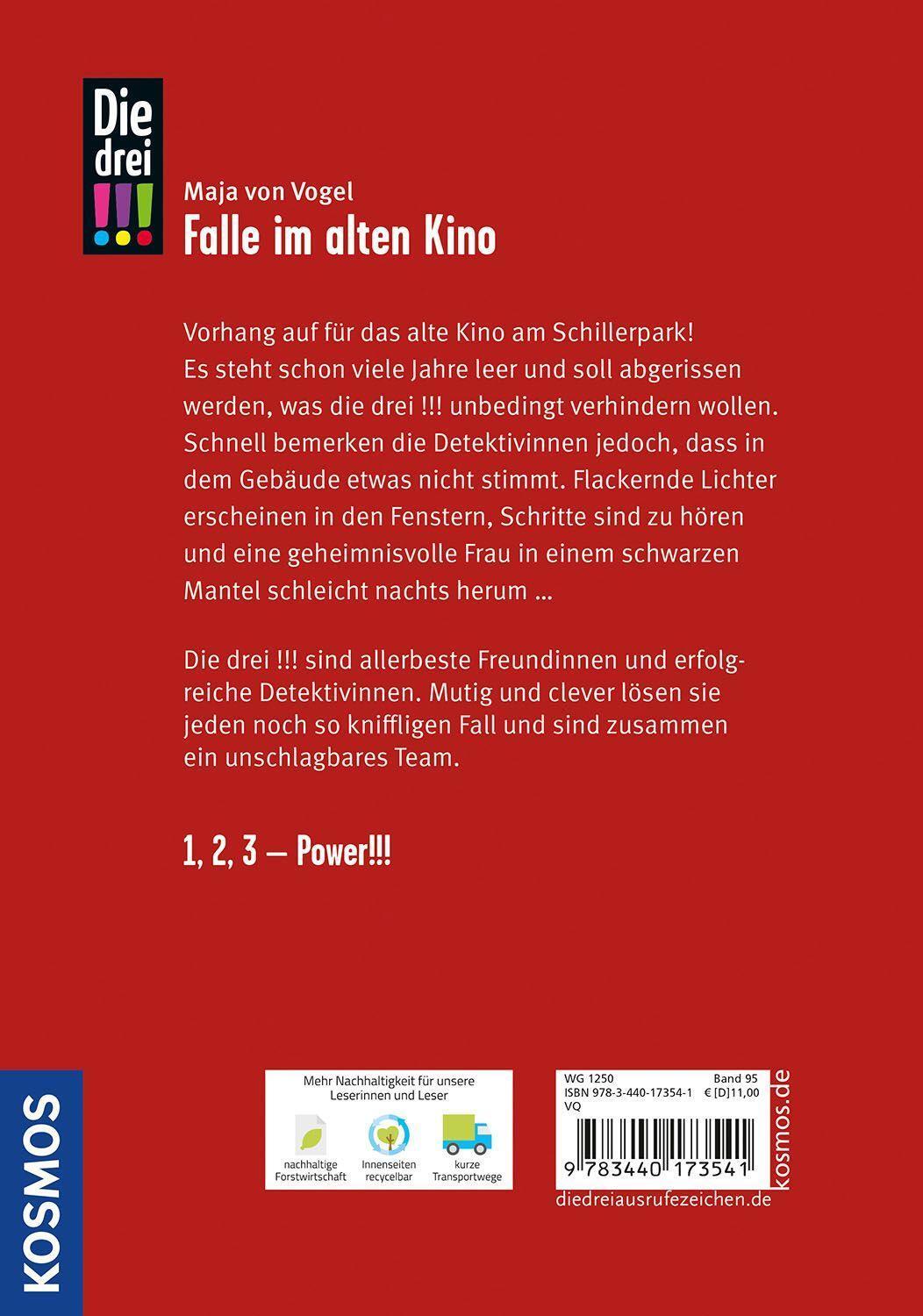 Bild: 9783440173541 | Die drei !!!, 95, Falle im alten Kino | Maja von Vogel | Buch | 2022