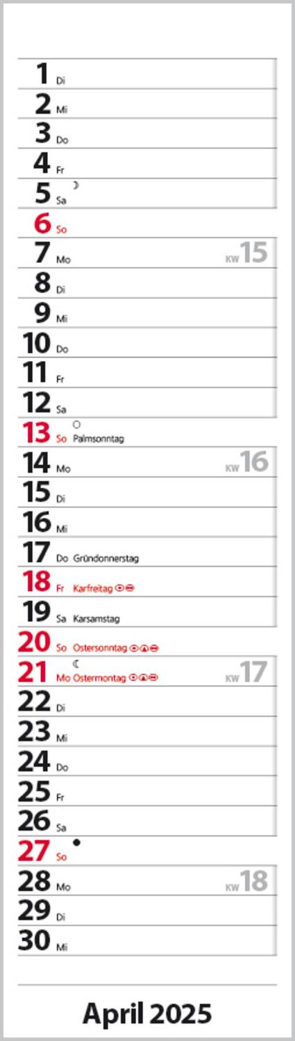 Bild: 9783731882732 | Streifenplaner Mini Rot 2025 | Verlag Korsch | Kalender | 13 S. | 2025