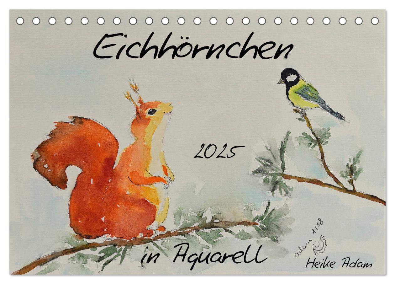 Cover: 9783435404124 | Eichhörnchen in Aquarell (Tischkalender 2025 DIN A5 quer), CALVENDO...