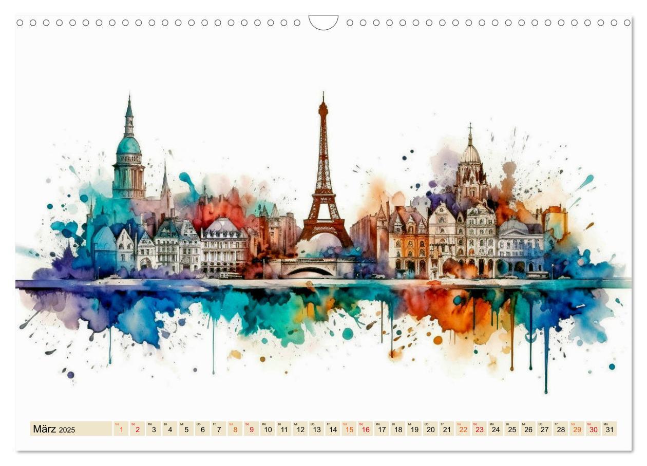 Bild: 9783383897634 | Skylines - bunte Städte (Wandkalender 2025 DIN A3 quer), CALVENDO...