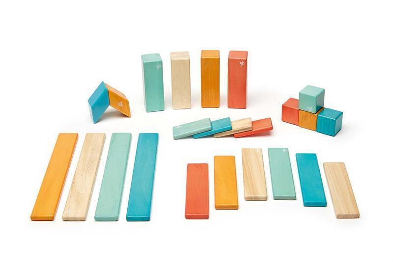 Bild: 853606003896 | 24 Magnetische Holzbausteine orange blau | Stück | 2021 | tegu