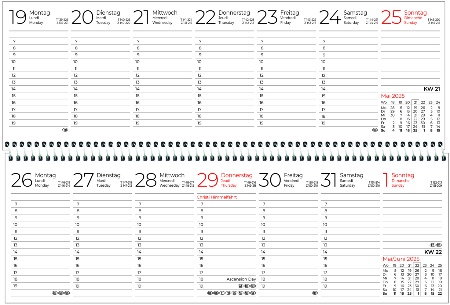 Bild: 4006928024674 | Zettler - Tischquerkalender 2025 grün, 29,6x9,9cm, Bürokalender mit...