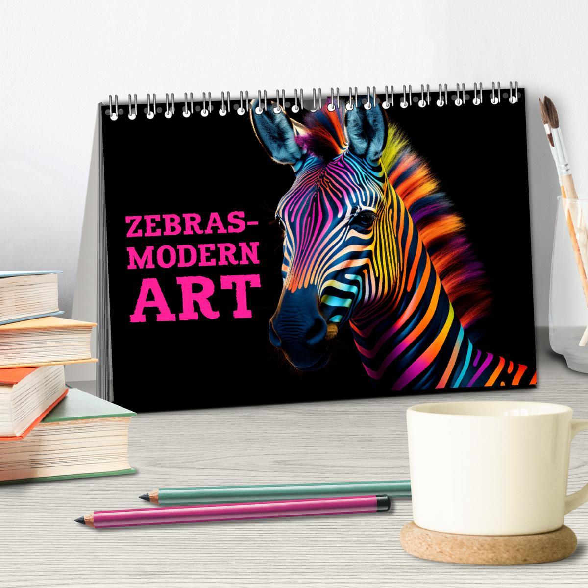 Bild: 9783457146194 | ZEBRAS - Modern Art (Tischkalender 2025 DIN A5 quer), CALVENDO...