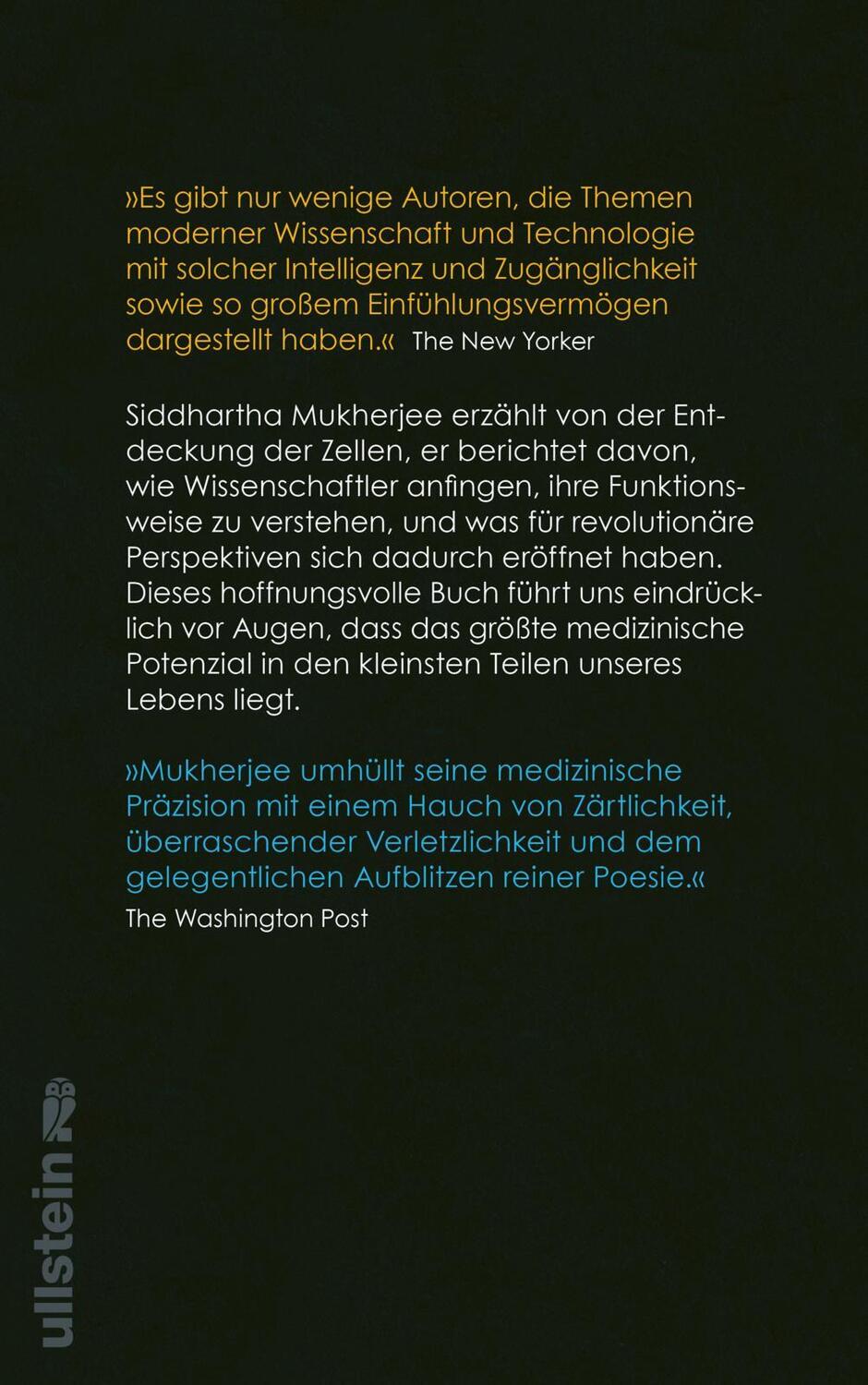 Rückseite: 9783550201899 | Das Lied der Zelle | Siddhartha Mukherjee | Buch | 672 S. | Deutsch