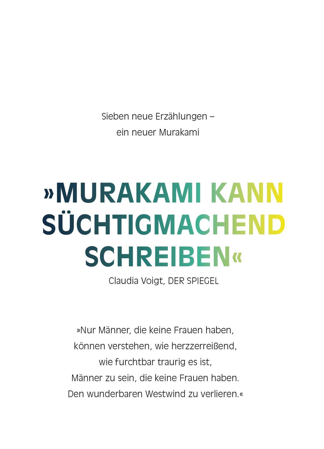 Rückseite: 9783832197810 | Von Männern, die keine Frauen haben | 7 neue Erzählungen | Murakami