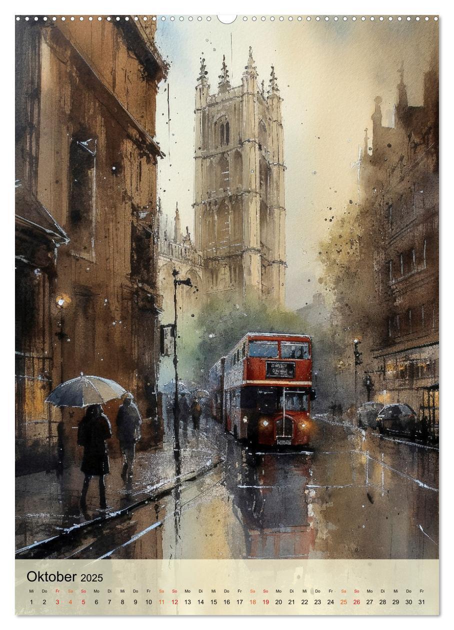 Bild: 9783435876389 | London - ein Regentag (Wandkalender 2025 DIN A2 hoch), CALVENDO...