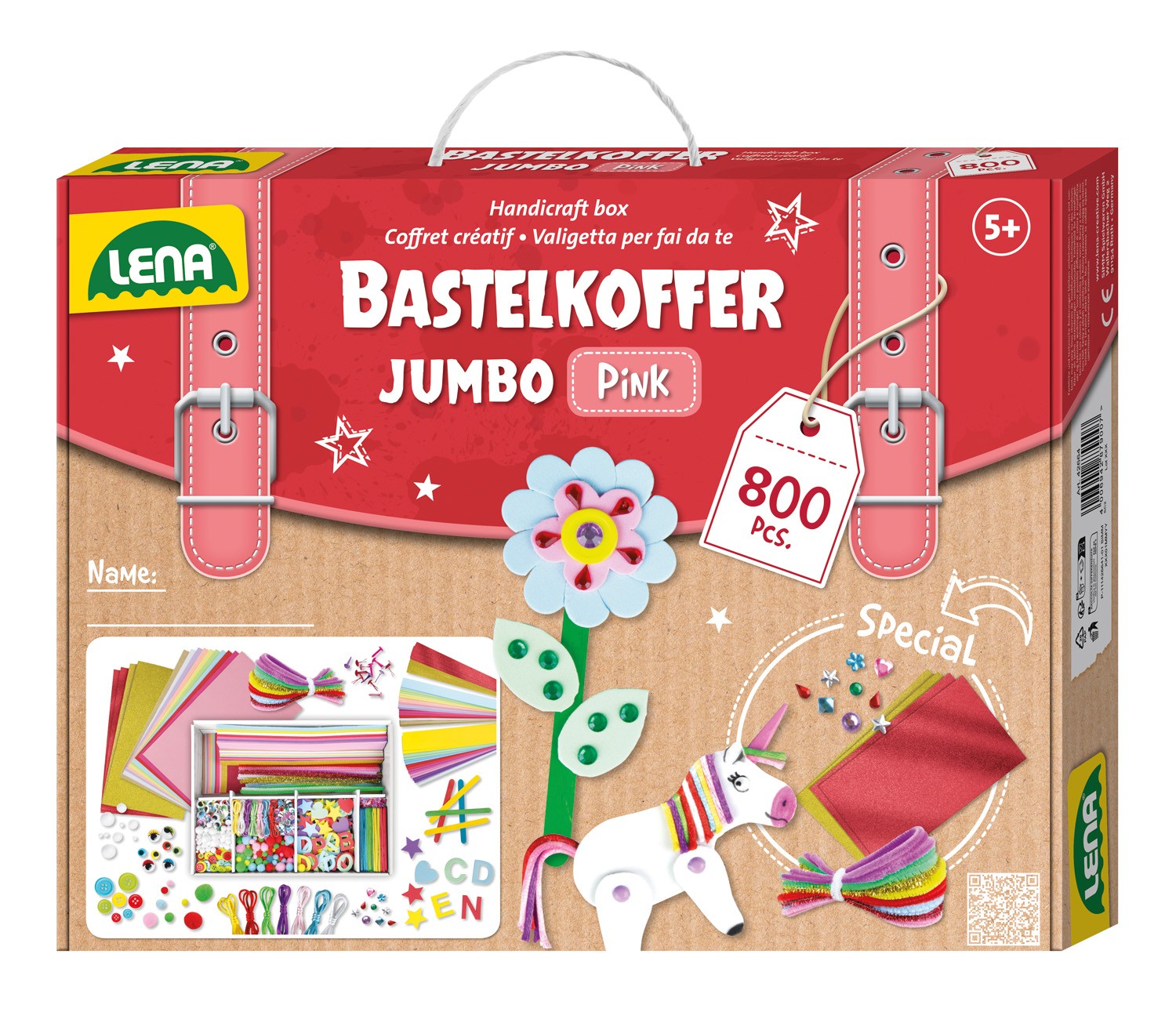 Cover: 4006942879007 | Simm 42664 - LENA® Bastelkoffer Jumbo pink, 800 Teile, DIY-Bastelset