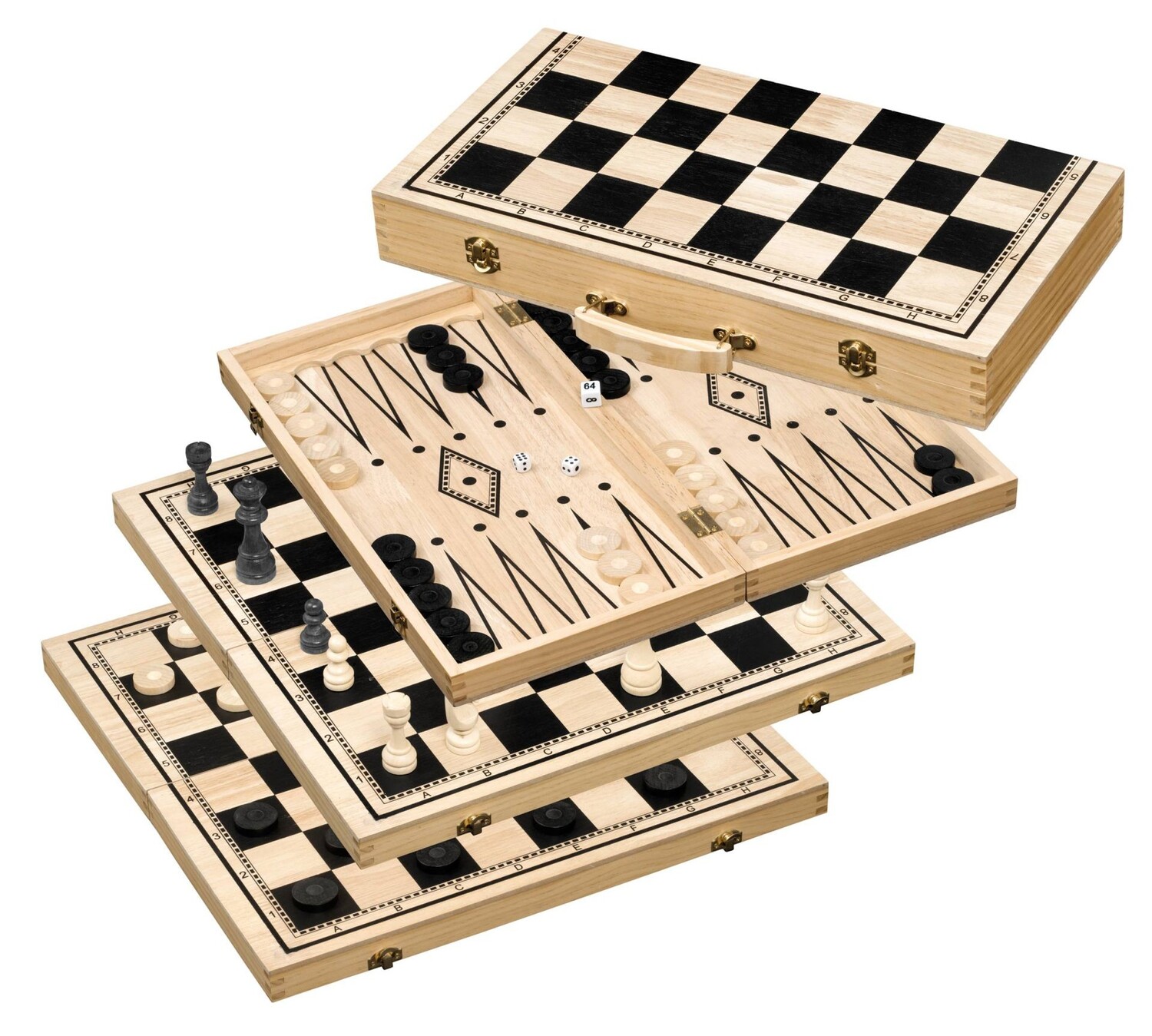 Cover: 4014156025196 | Philos 2519 - Schach-Backgammon-Dame-Set, Holz, Feld 50 mm, mit...