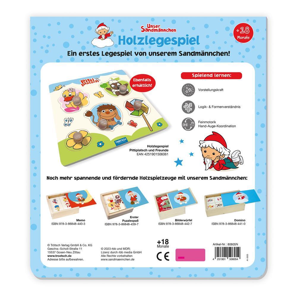 Bild: 4251901506054 | Trötsch Unser Sandmännchen Holzlegespiel Fahrzeuge | Holzspiel Puzzle