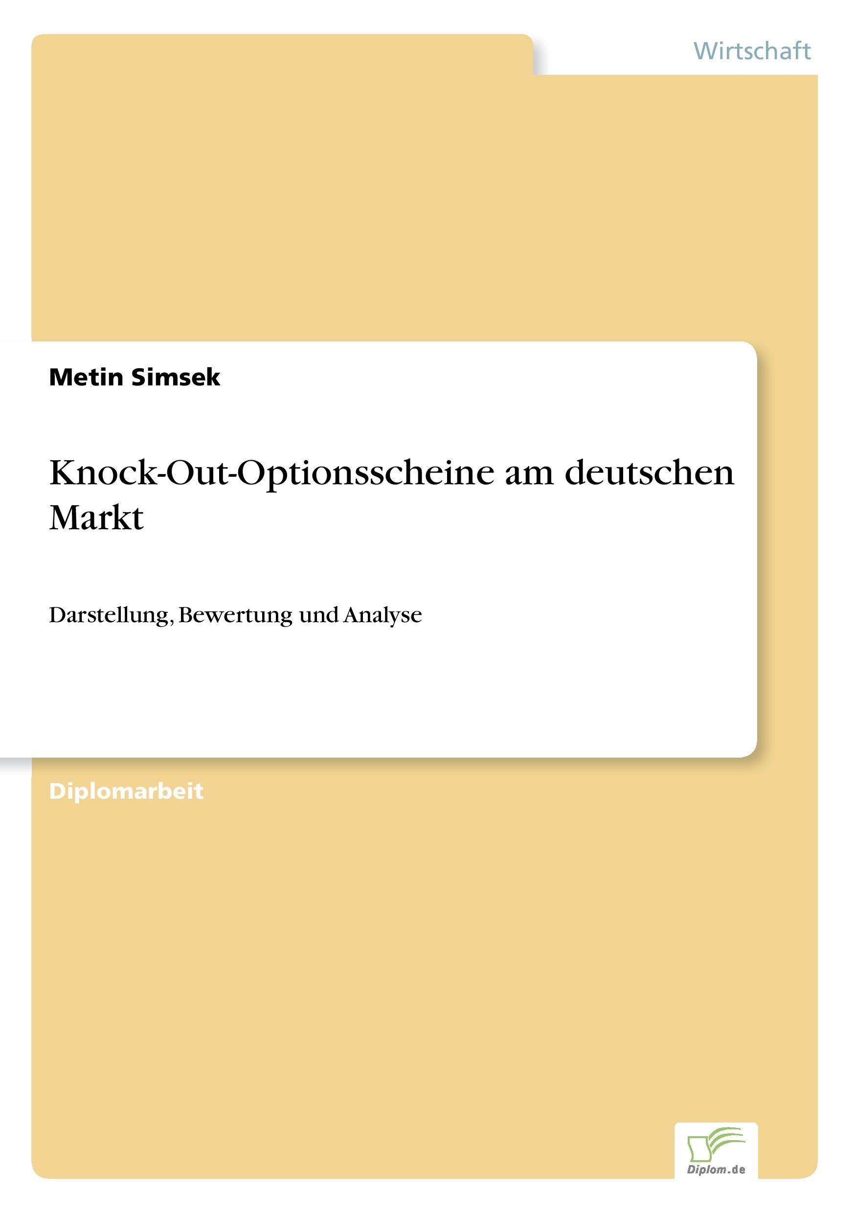 Cover: 9783832496388 | Knock-Out-Optionsscheine am deutschen Markt | Metin Simsek | Buch