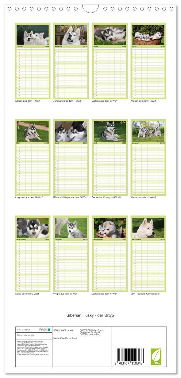 Bild: 9783457110348 | Familienplaner 2025 - Siberian Husky - der Urtyp mit 5 Spalten...