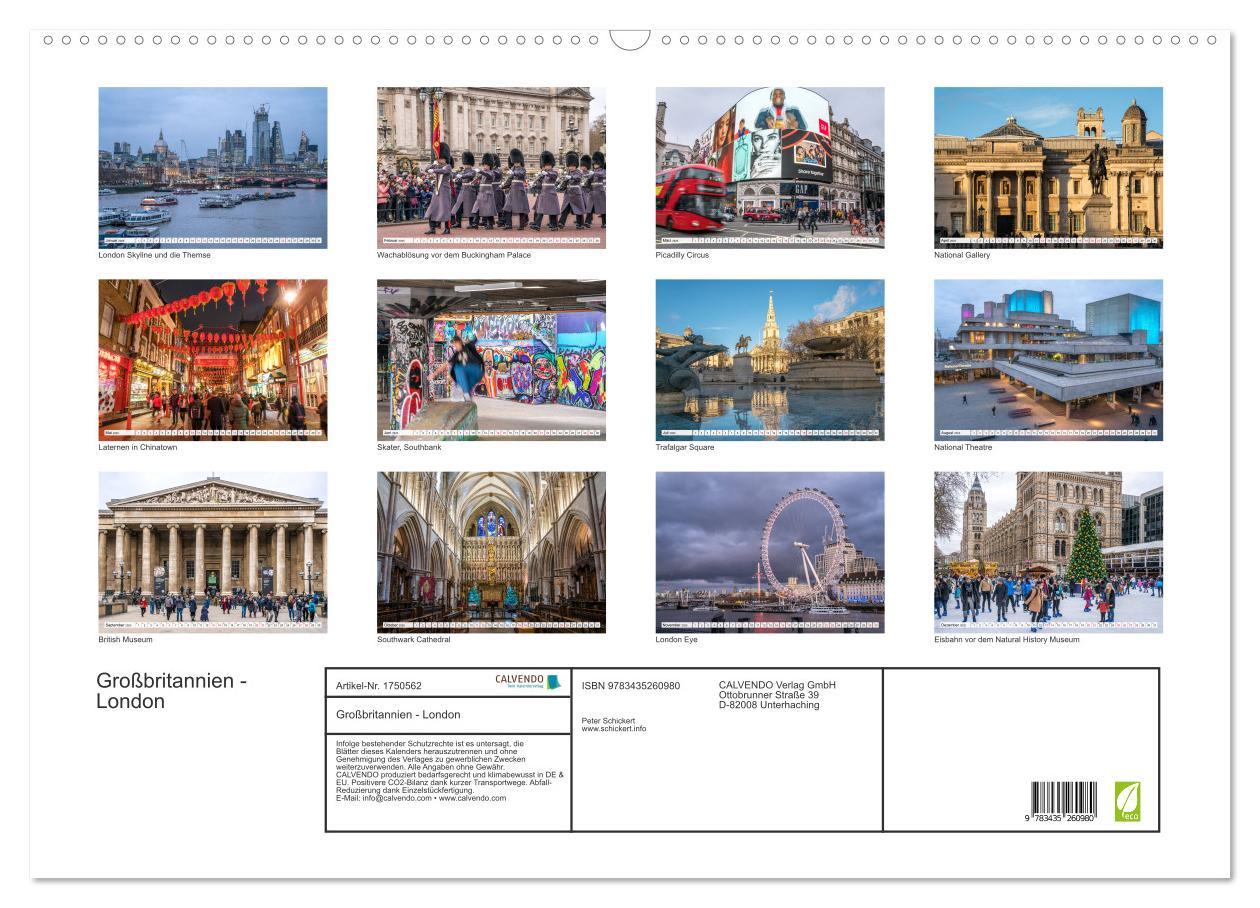 Bild: 9783435260980 | Großbritannien - London (Wandkalender 2025 DIN A2 quer), CALVENDO...