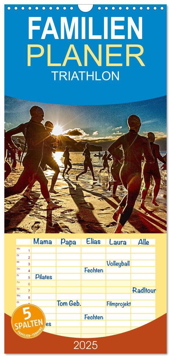 Cover: 9783457113325 | Familienplaner 2025 - TRIATHLON mit 5 Spalten (Wandkalender, 21 x...