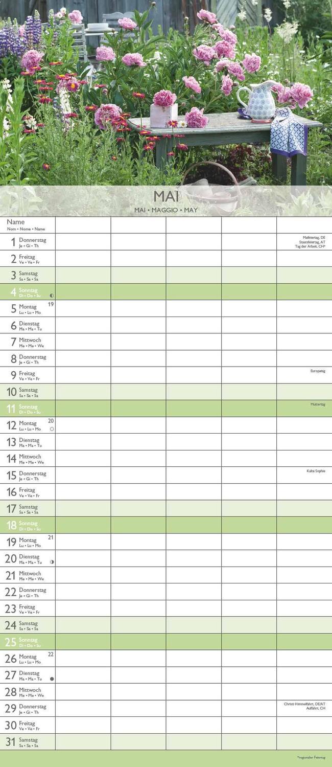 Bild: 4251732341398 | Gärten 2025 Familienplaner - Wandkalender - Familienkalender - 19,5x45