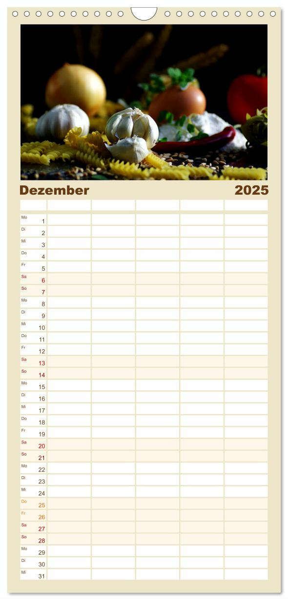 Bild: 9783457125557 | Familienplaner 2025 - Pasta Kreationen mit 5 Spalten (Wandkalender,...