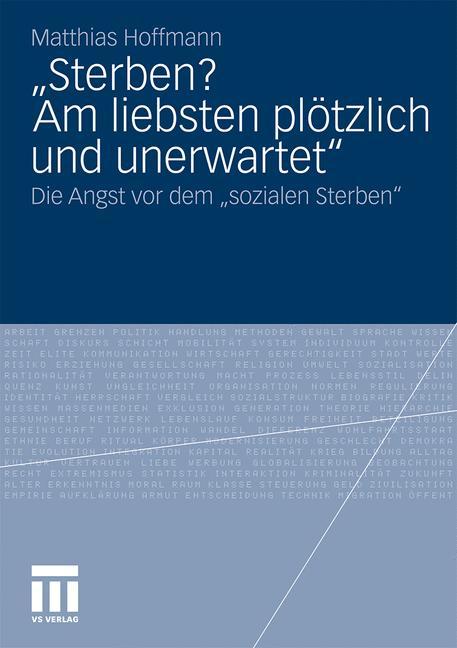 Cover: 9783531177045 | ¿Sterben? Am liebsten plötzlich und unerwartet.¿ | Matthias Hoffmann