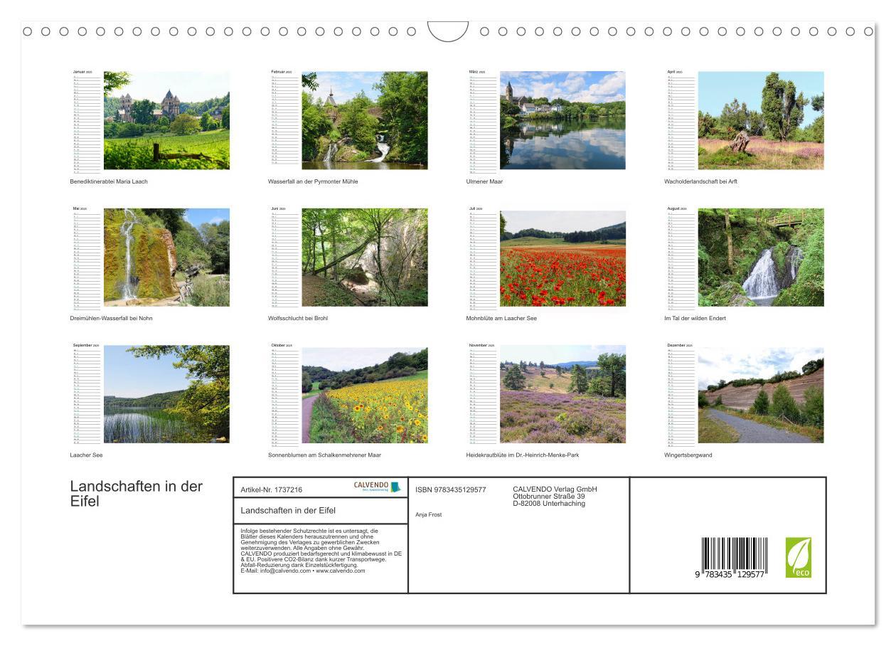 Bild: 9783435129577 | Landschaften in der Eifel (Wandkalender 2025 DIN A3 quer), CALVENDO...