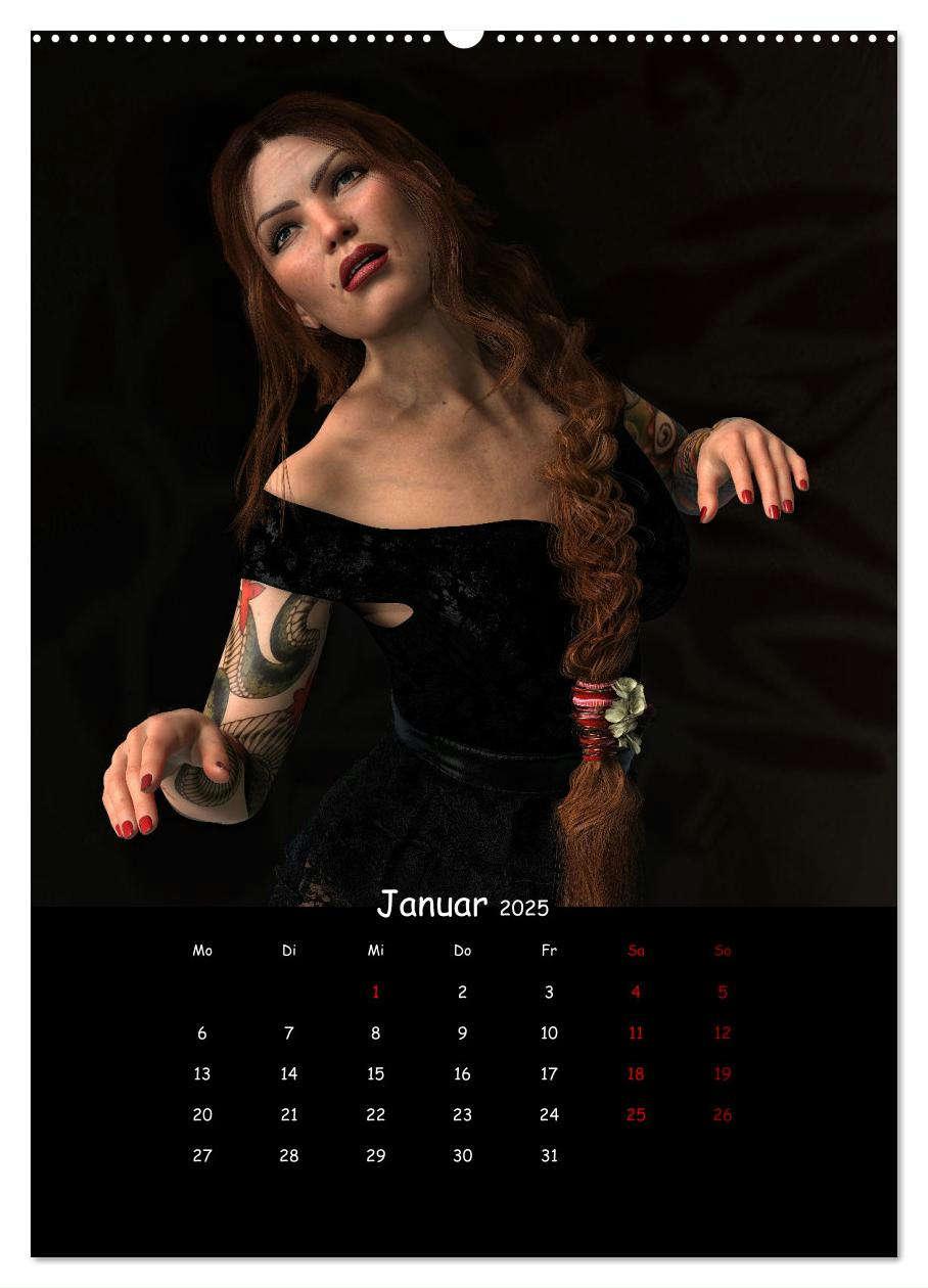 Bild: 9783435890378 | Portraits von tätowierten Frauen (Wandkalender 2025 DIN A2 hoch),...