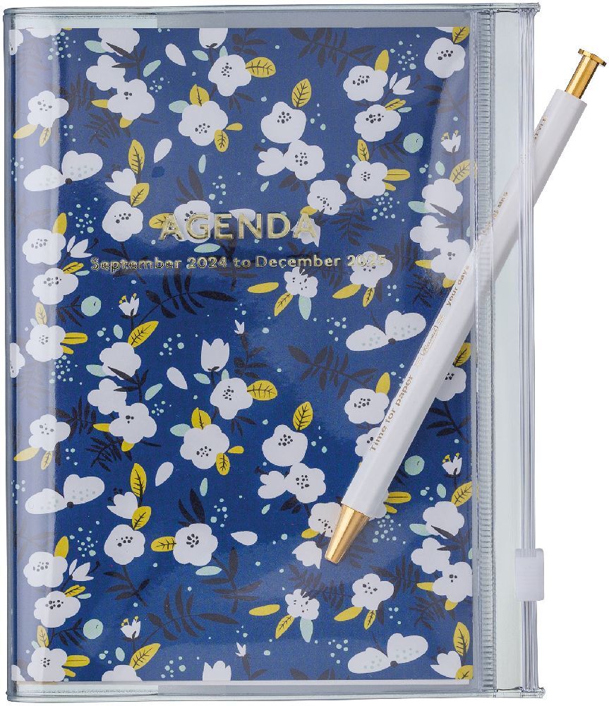 Bild: 4550045127591 | MARK'S 2024/2025 Taschenkalender A6 vertikal, Flower Pattern, Navy