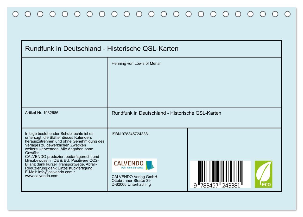 Bild: 9783457243381 | Rundfunk in Deutschland - Historische QSL-Karten (Tischkalender...