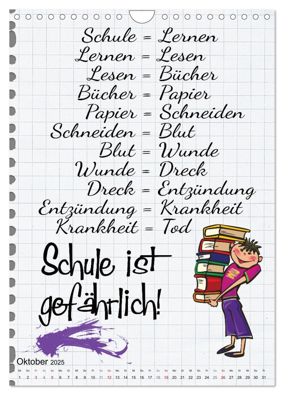 Bild: 9783435903412 | Schüler-Sprüche (Wandkalender 2025 DIN A4 hoch), CALVENDO...