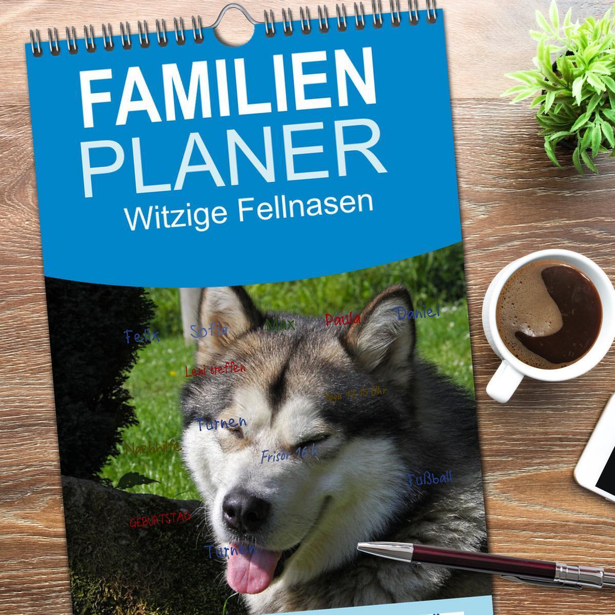 Bild: 9783457103364 | Familienplaner 2025 - Witzige Fellnasen mit 5 Spalten...