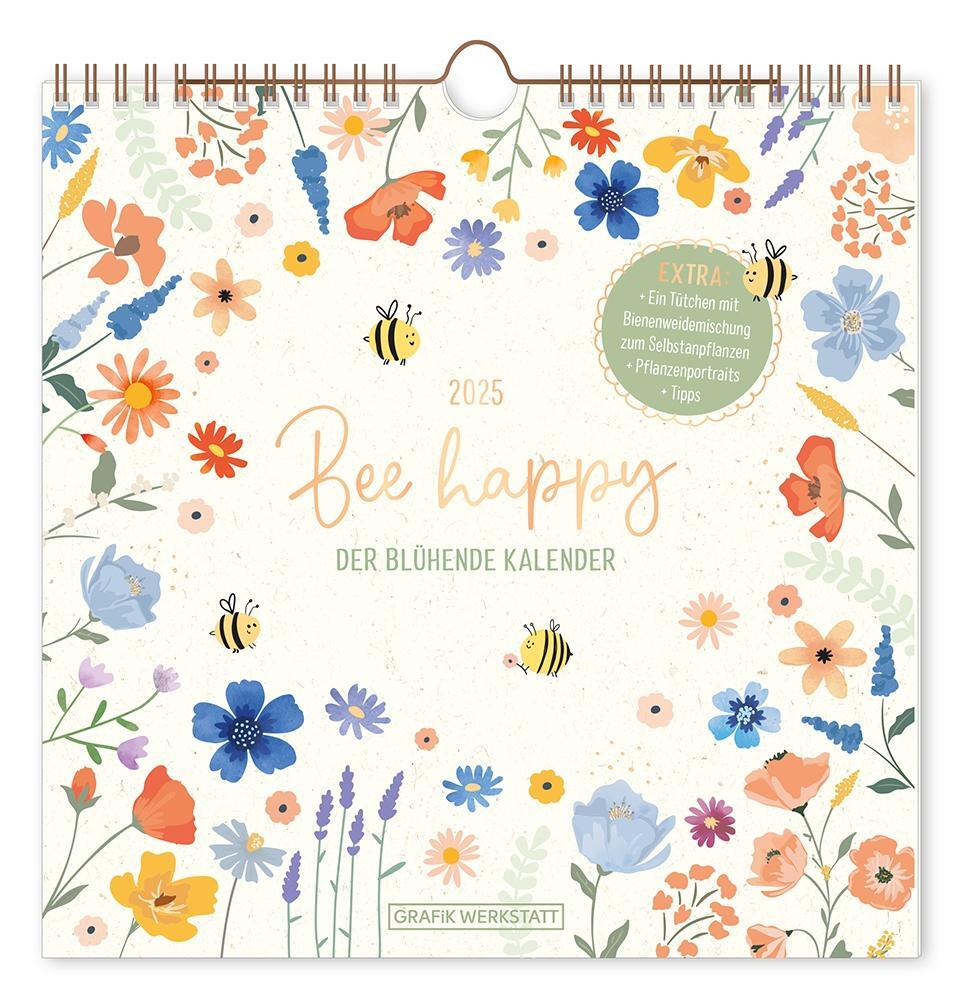 Cover: 9783986361242 | Wandkalender quadratisch 2025 Bee happy | Wandkalender | Original