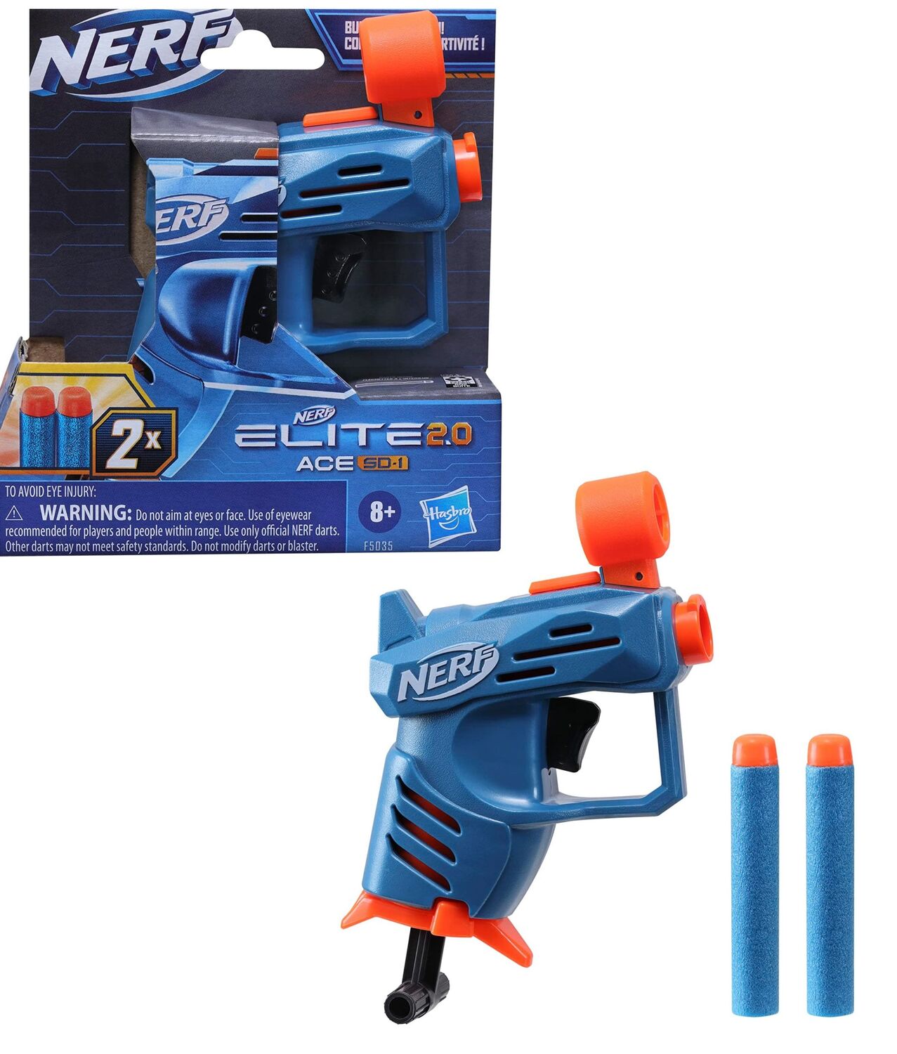 Cover: 5010994106966 | Hasbro F5035EU4 - Nerf Elite 2.0 ACE SD-1, Dart-Blaster mit 2 Elite...