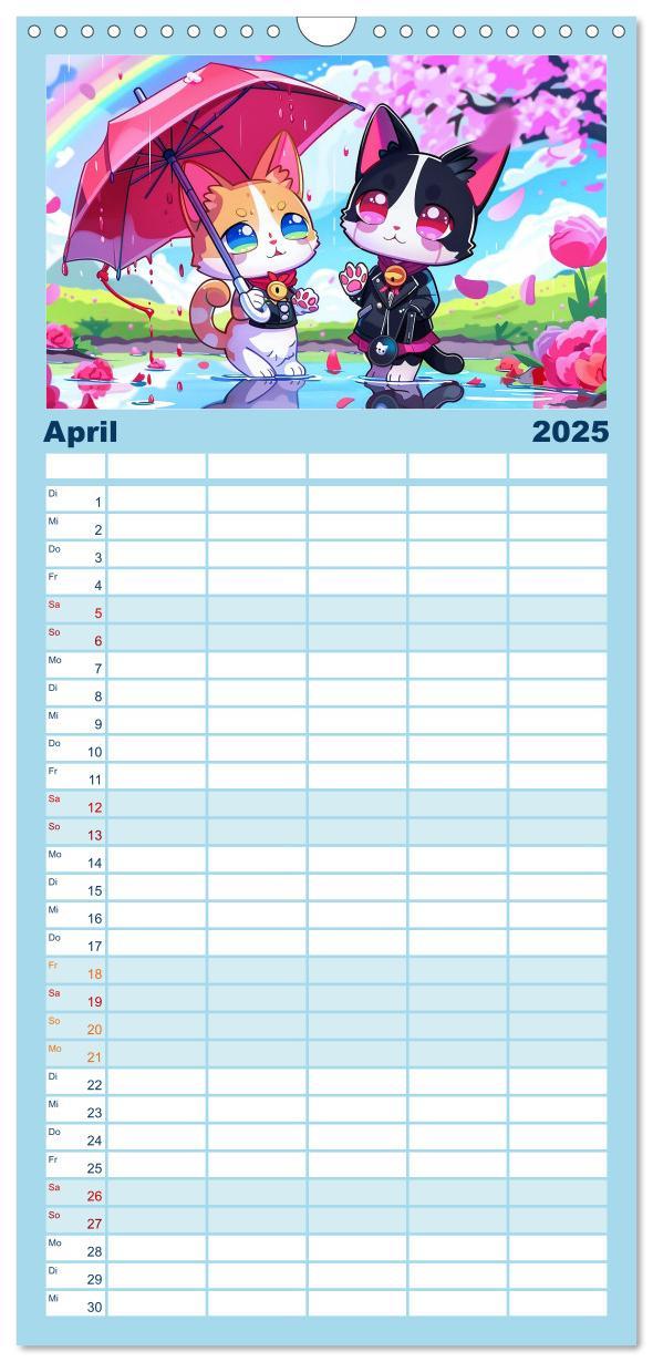 Bild: 9783457195253 | Familienplaner 2025 - Anime Cats mit 5 Spalten (Wandkalender, 21 x...