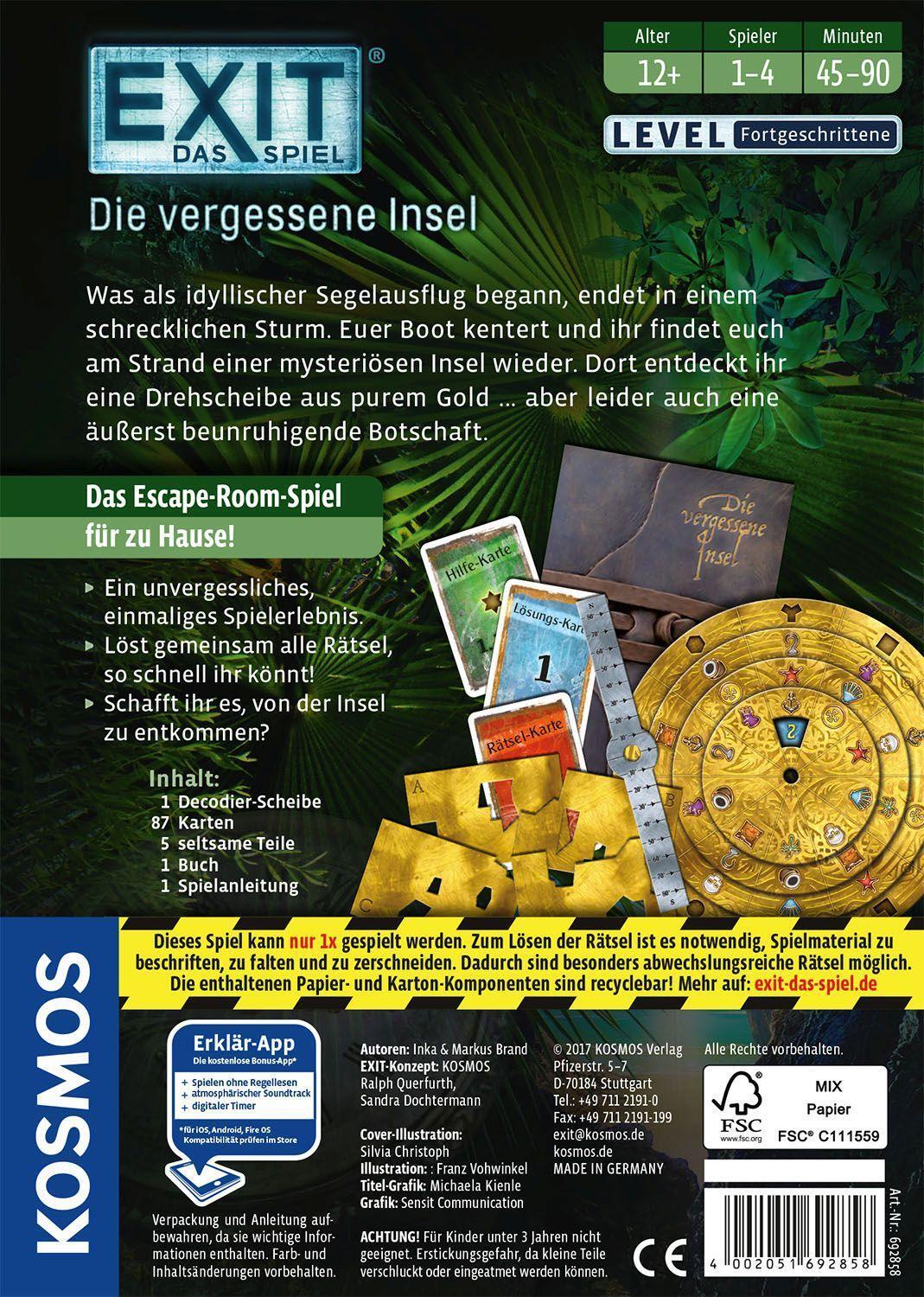 Bild: 4002051692858 | Exit - Die vergessene Insel | Das Spiel für 1-6 Spieler | Spiel | 2017