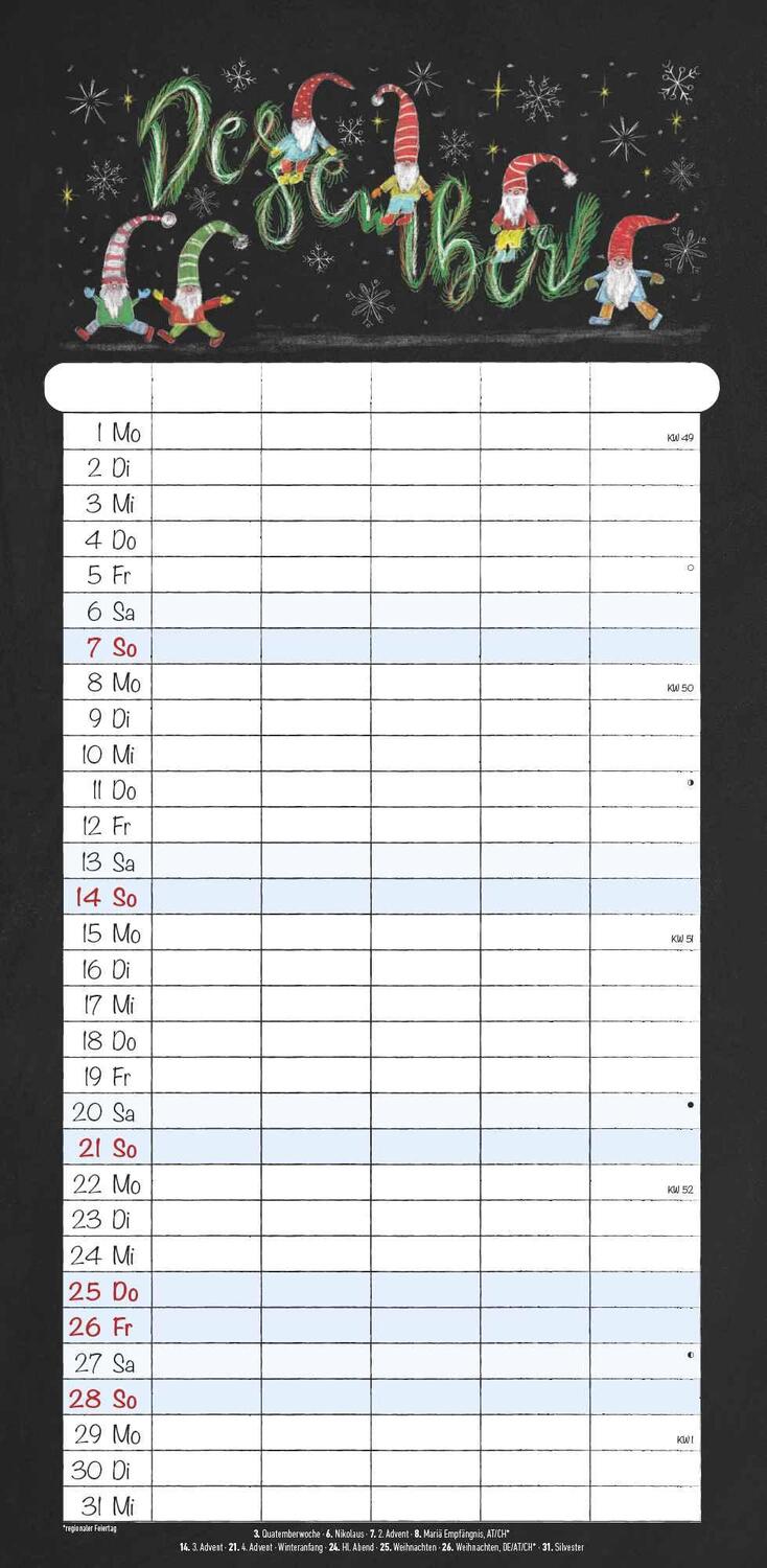 Bild: 4251732341251 | Kreidetafel Familienplaner 2025 - Familienkalender 22x45 cm - 5...