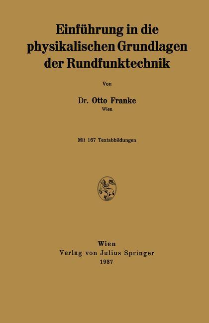 Cover: 9783709158852 | Einführung in die physikalischen Grundlagen der Rundfunktechnik | Buch