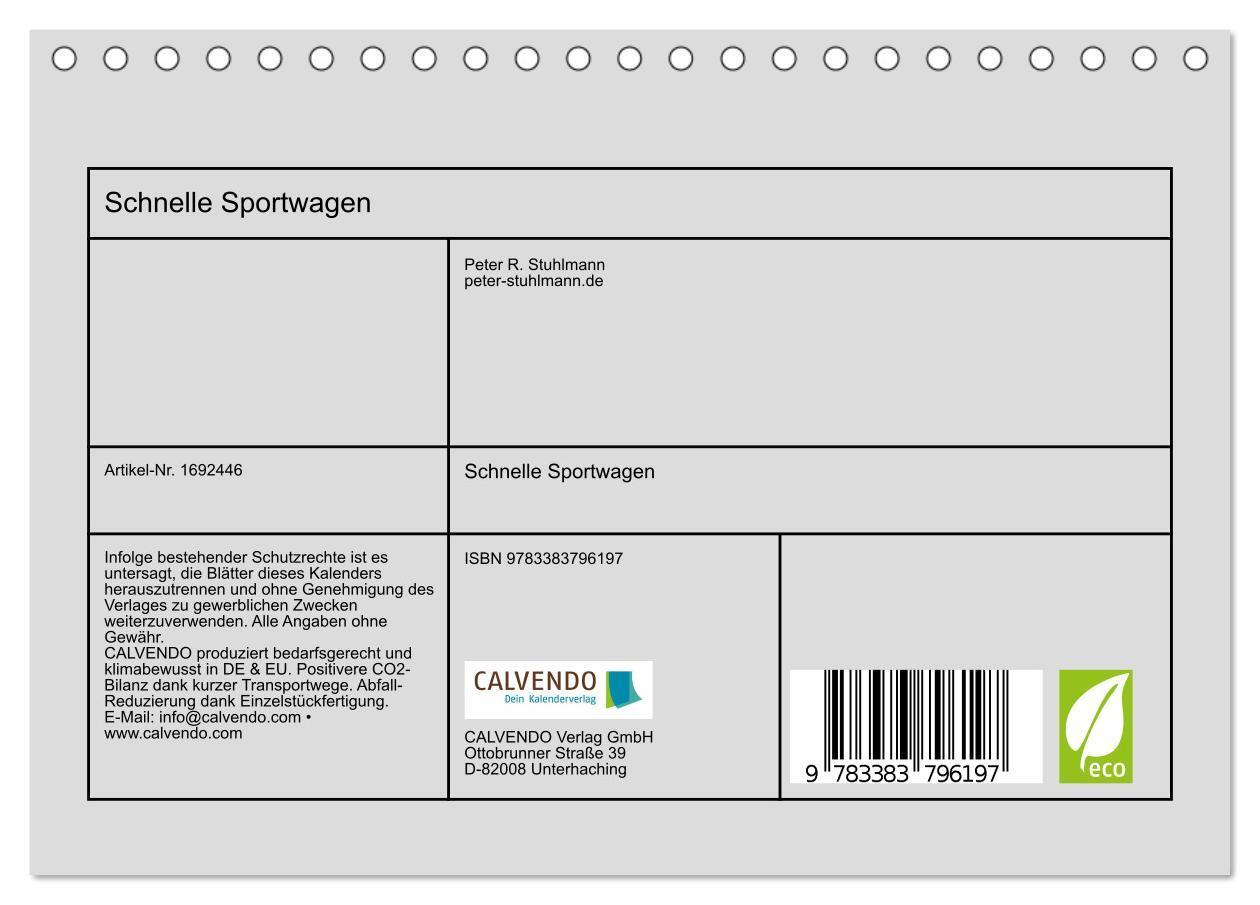 Bild: 9783383796197 | Schnelle Sportwagen (Tischkalender 2025 DIN A5 quer), CALVENDO...