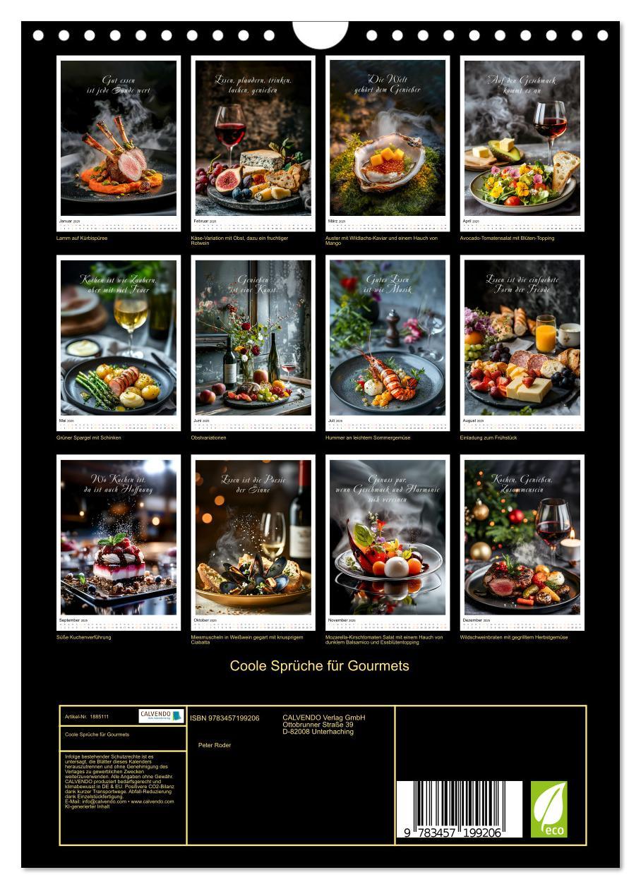 Bild: 9783457199206 | Coole Sprüche für Gourmets (Wandkalender 2025 DIN A4 hoch),...