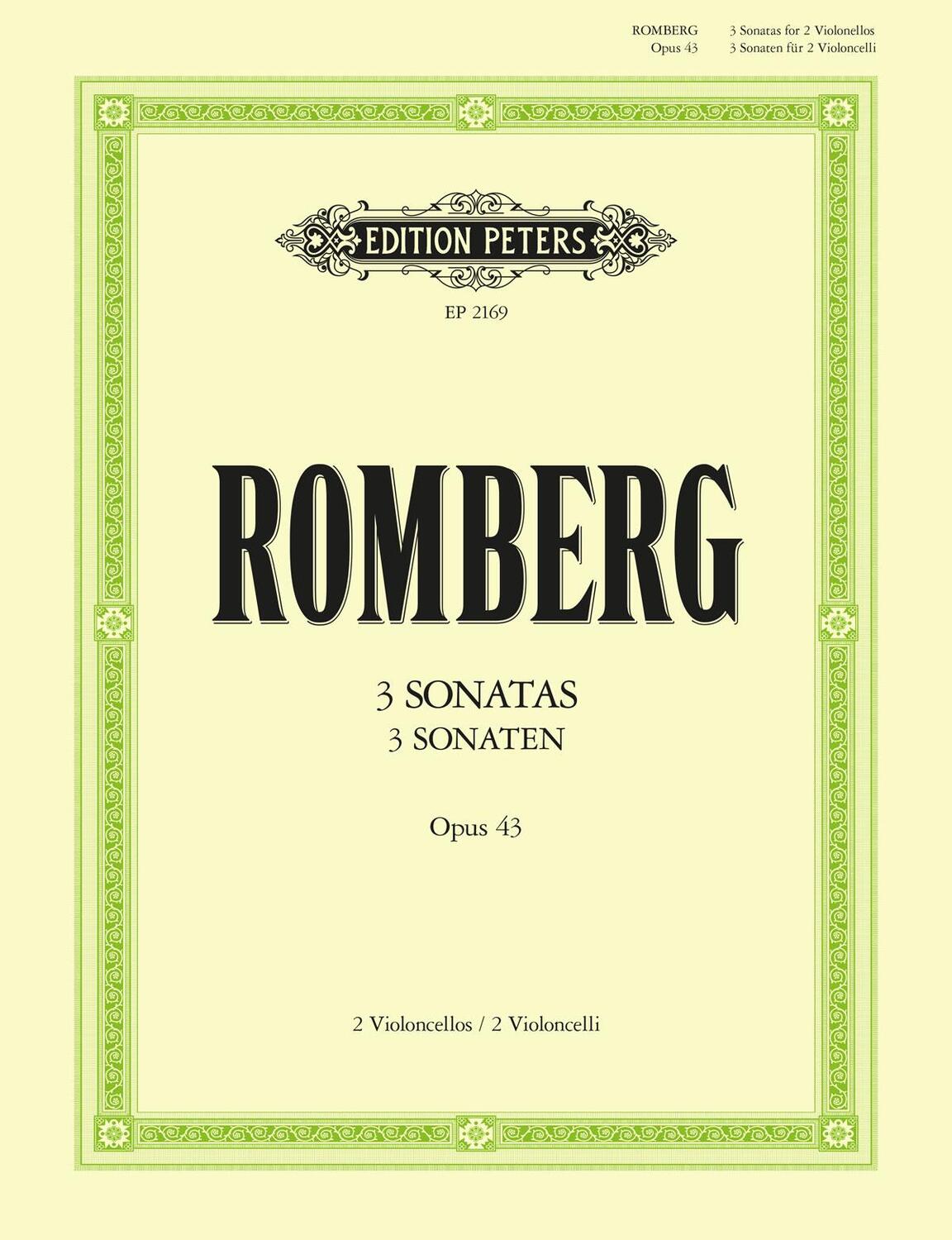 Cover: 9790014009793 | Sonaten op. 43 Nr. 1-3 | für 2 Violoncelli | Bernhard Heinrich Romberg