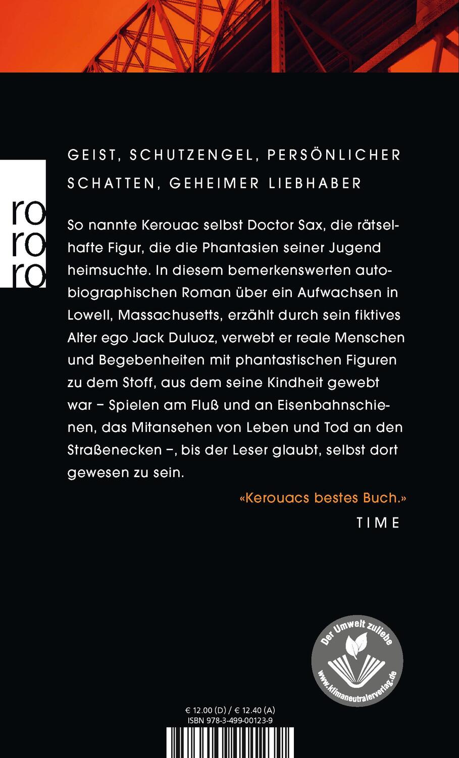 Rückseite: 9783499001239 | Doctor Sax | Beat Roman | Jack Kerouac | Taschenbuch | Deutsch | 2022