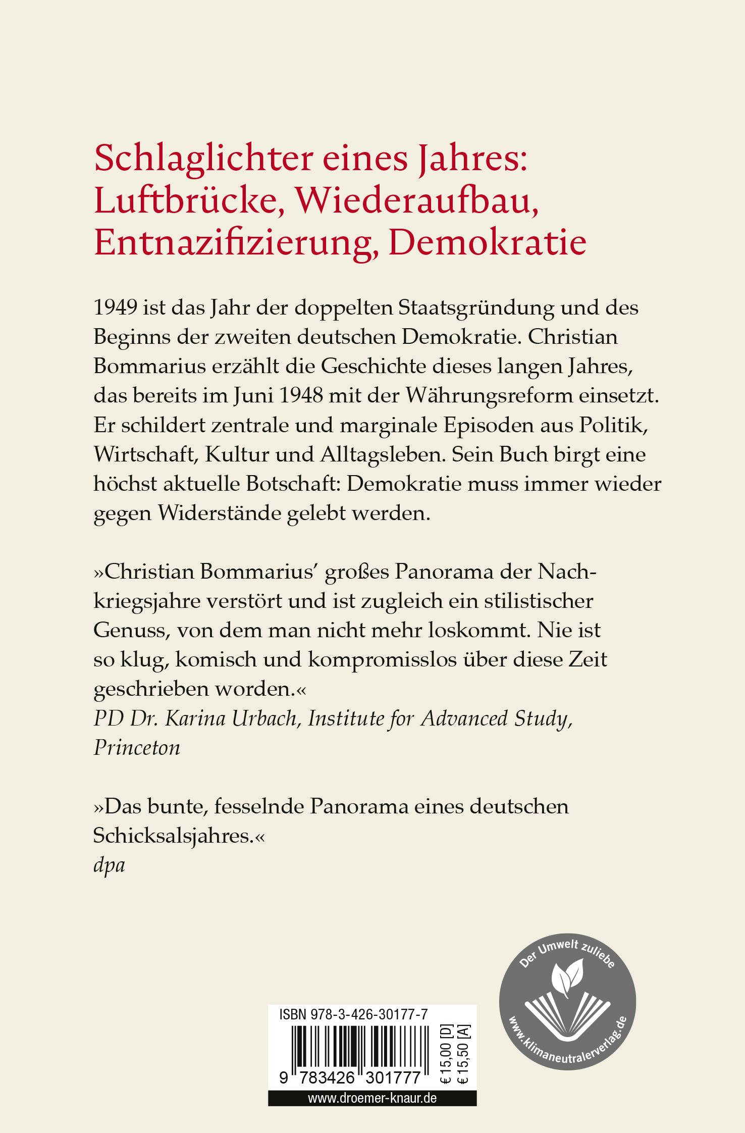 Rückseite: 9783426301777 | 1949 | Christian Bommarius | Taschenbuch | 320 S. | Deutsch | 2023