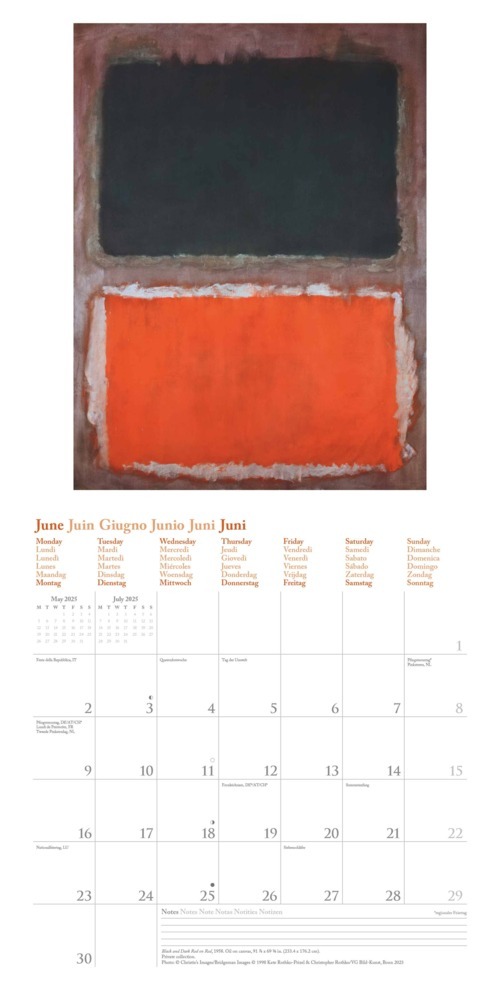 Bild: 4002725994110 | N NEUMANNVERLAGE - Mark Rothko 2025 Broschürenkalender, 30x30cm,...