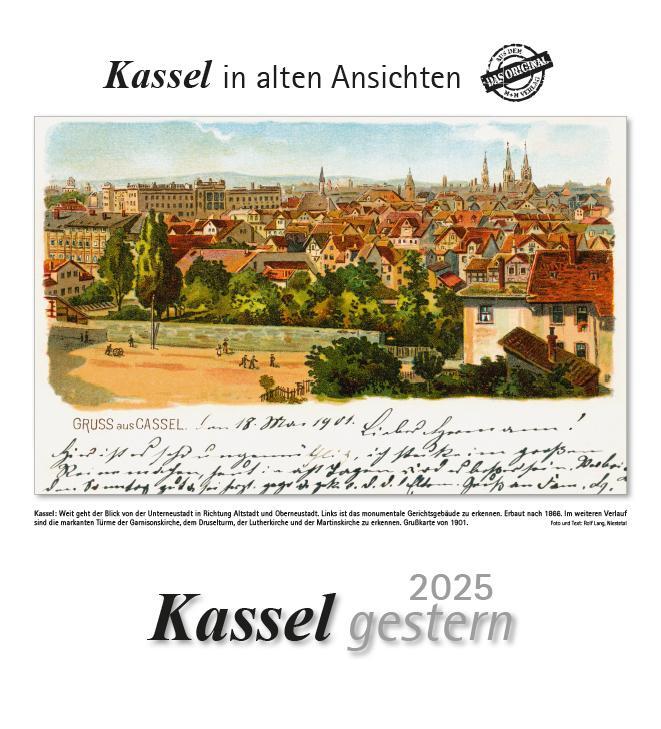 Cover: 9783961666119 | Kassel gestern 2025 | Kassel in alten Ansichten | Kalender | 13 S.