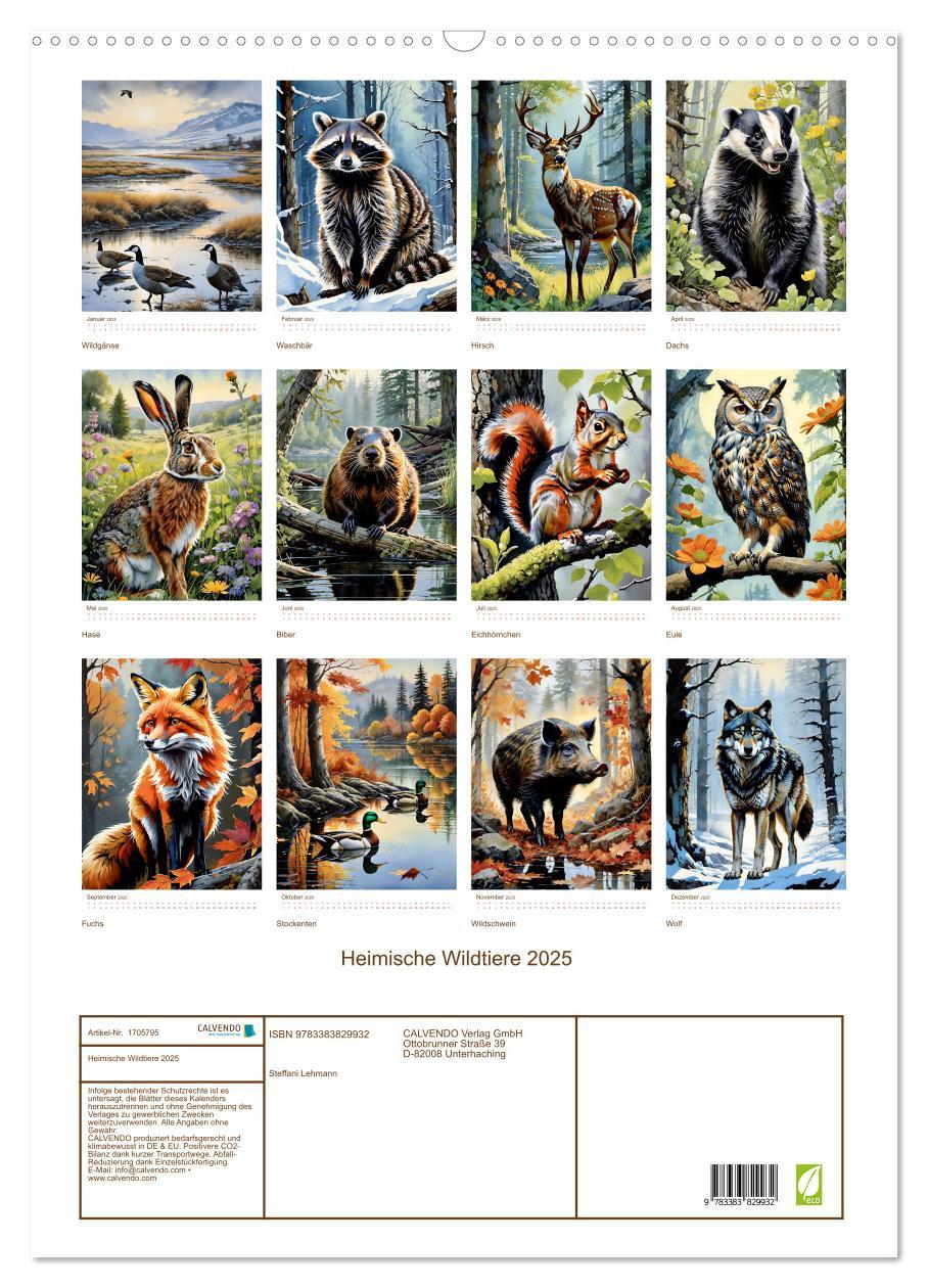 Bild: 9783383829932 | Heimische Wildtiere 2025 (Wandkalender 2025 DIN A2 hoch), CALVENDO...