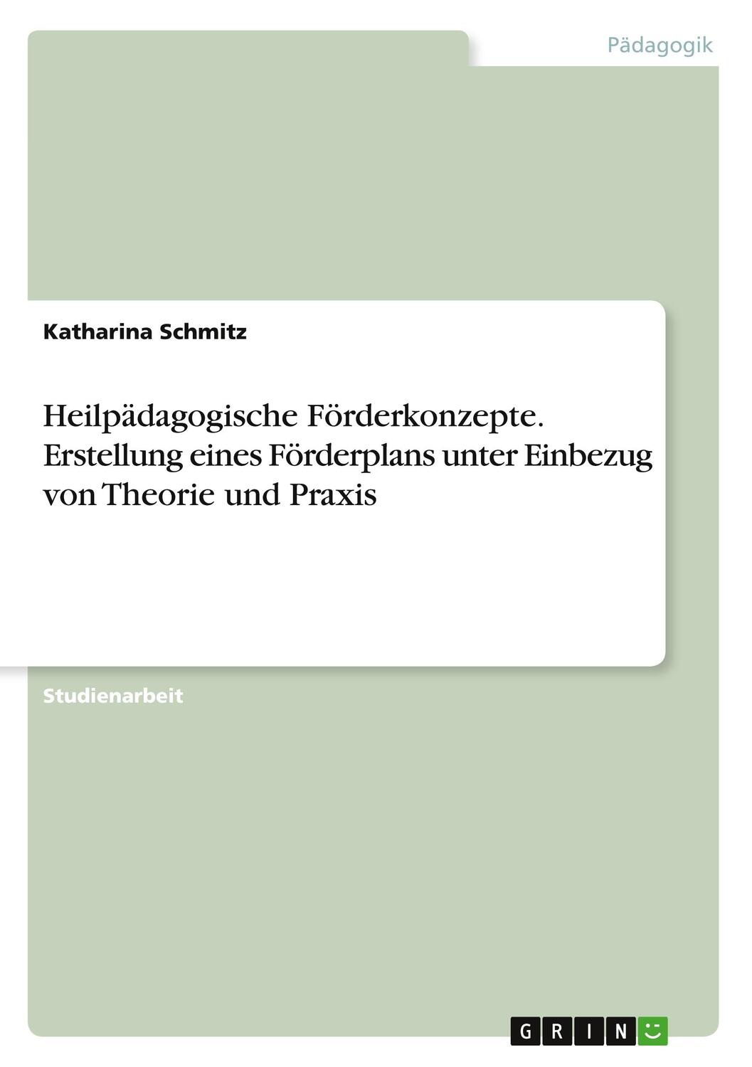 Cover: 9783346625946 | Heilpädagogische Förderkonzepte. Erstellung eines Förderplans unter...