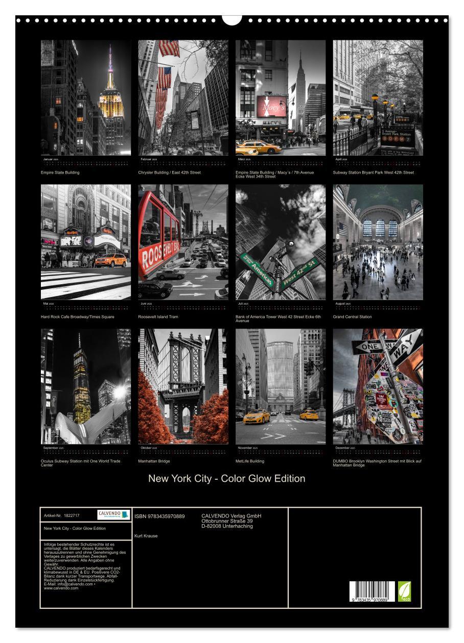 Bild: 9783435970889 | New York City - Color Glow Edition (Wandkalender 2025 DIN A2 hoch),...