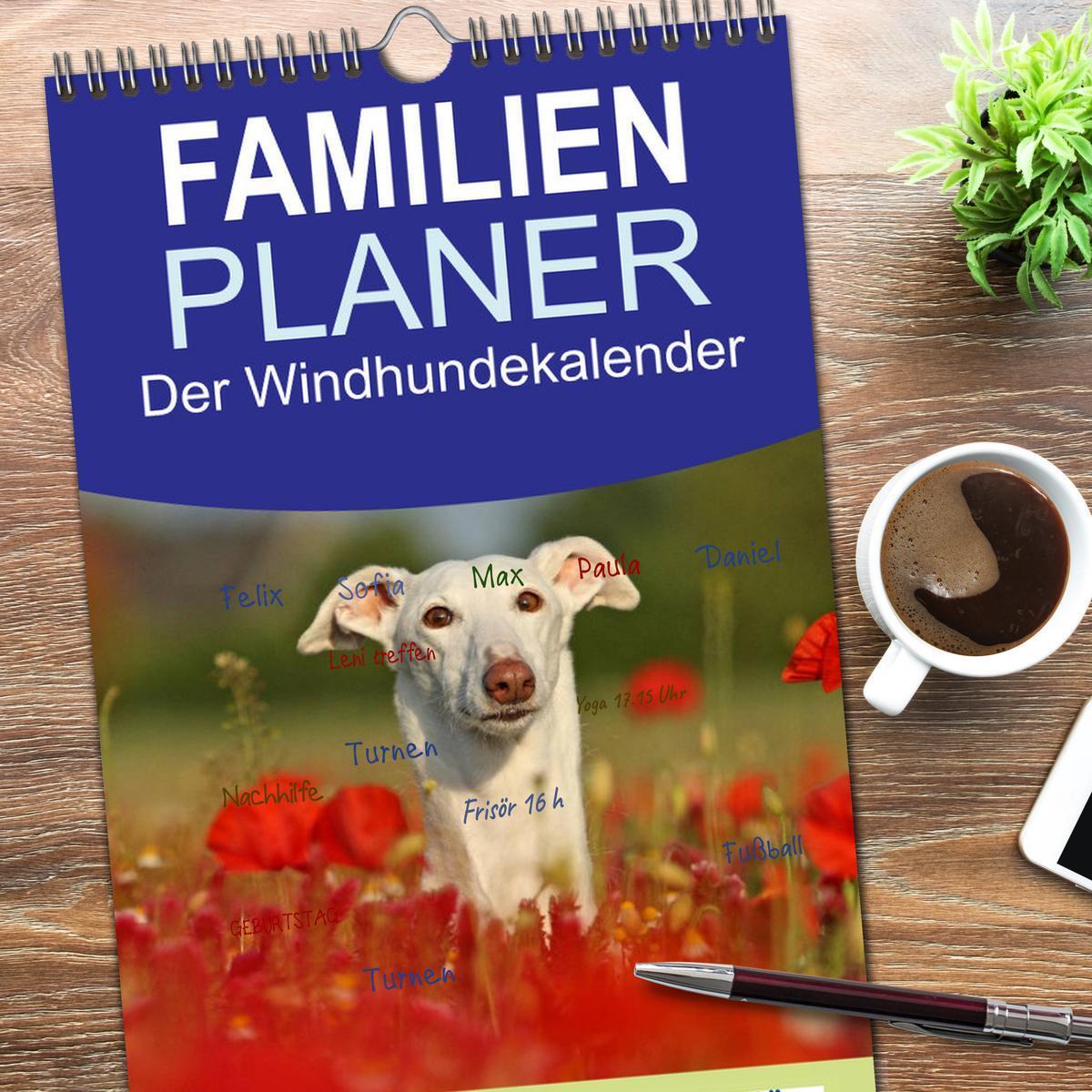 Bild: 9783457112526 | Familienplaner 2025 - Der Windhundekalender mit 5 Spalten...