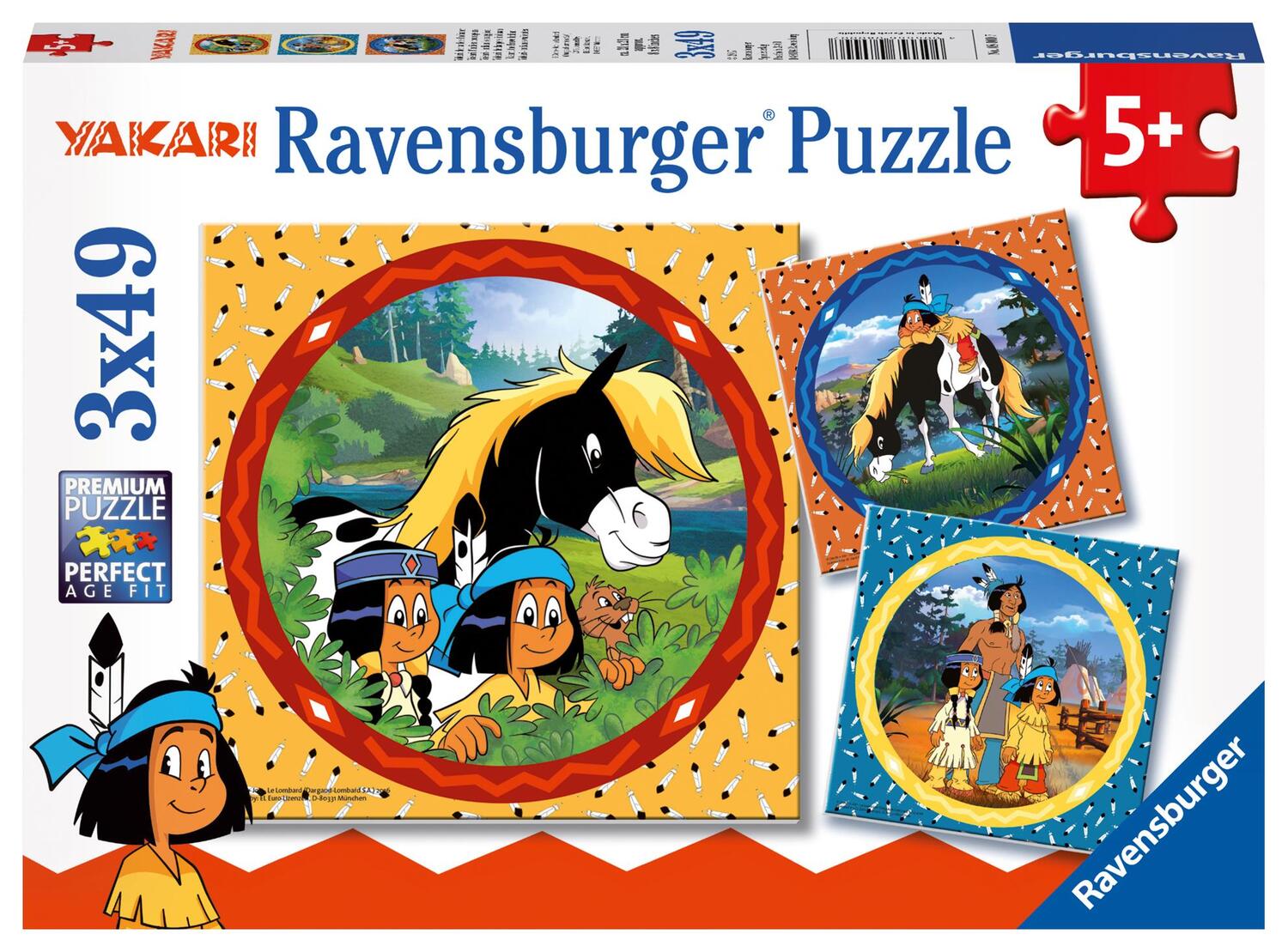 Cover: 4005556080007 | Yakari, der tapfere Indianer 3 x 49 Teile Puzzle | Spiel | Deutsch