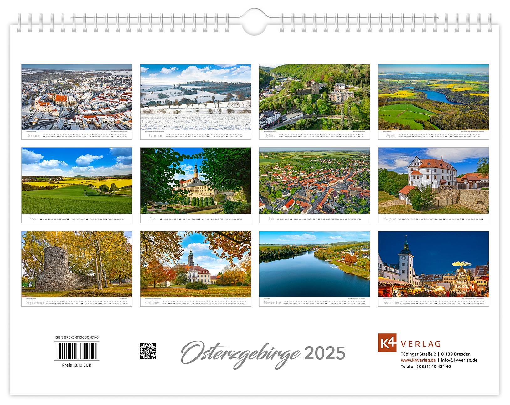 Bild: 9783910680616 | Kalender Osterzgebirge 2025 | 40 x 30 cm weißes Kalendarium | Schubert