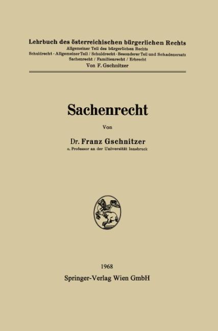 Cover: 9783662231029 | Sachenrecht | Franz Gschnitzer | Taschenbuch | Paperback | xv