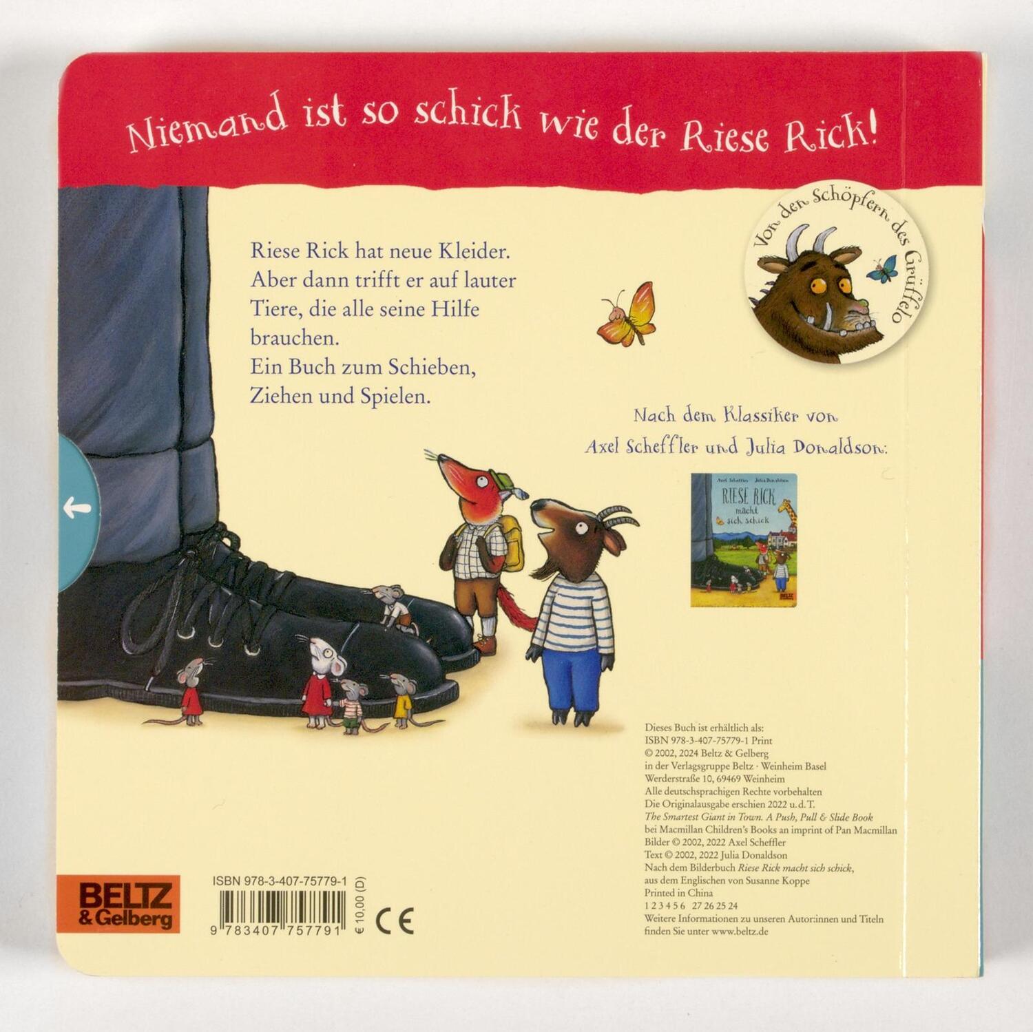 Rückseite: 9783407757791 | Riese Rick macht sich schick | Axel Scheffler (u. a.) | Buch | 10 S.