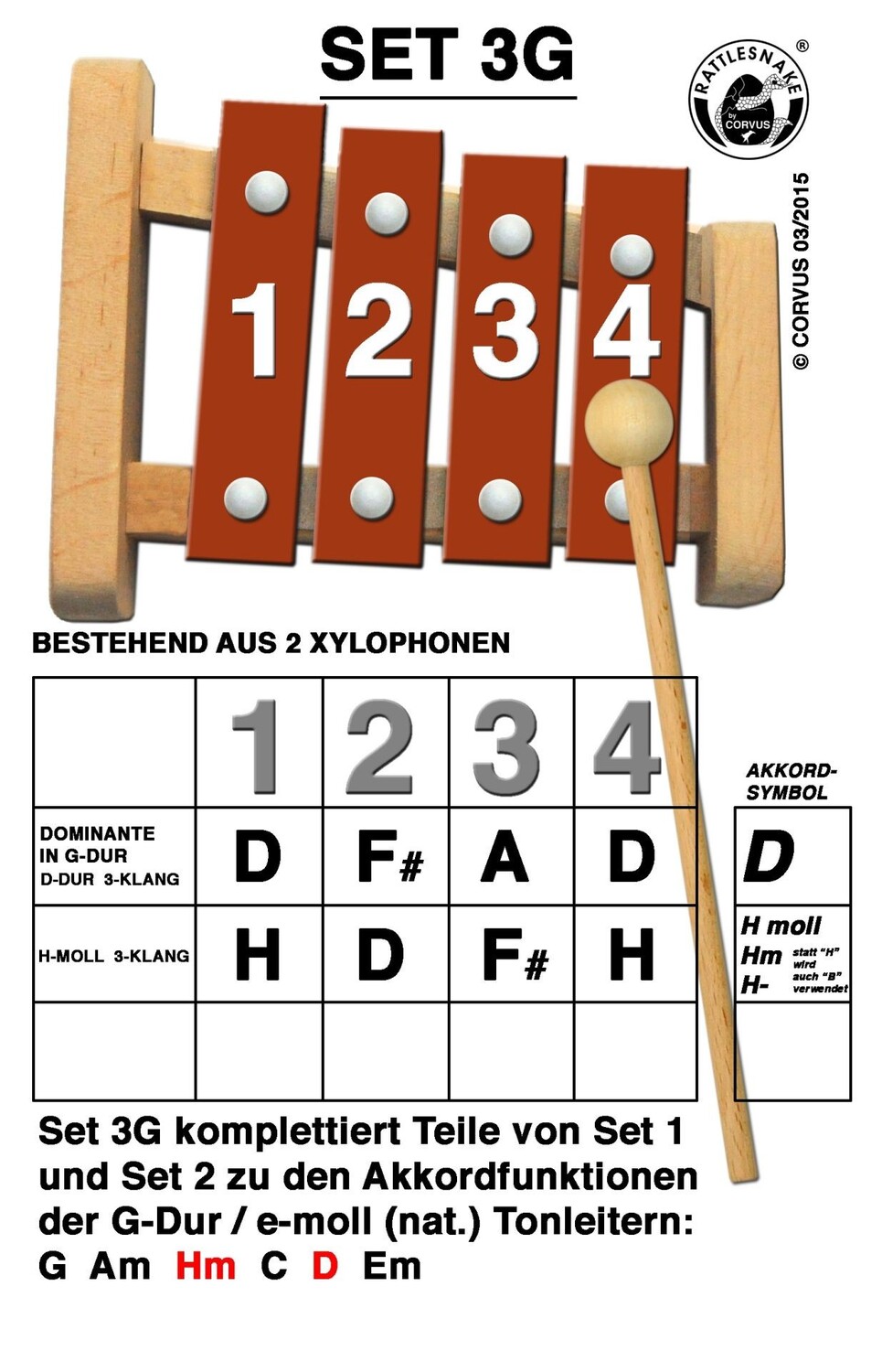 Cover: 4047542602848 | Corvus A600284 - Rattlesnake, Akkord-Glockenspiel Set 3G, Xylophon